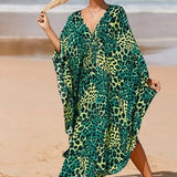 Dame strandtunika – Løs pasform – Let stof – Elegant V-hals