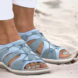 Damesandaler – Ortopædisk komfort – Blødt læder – Skridsikker sål – Justerbar