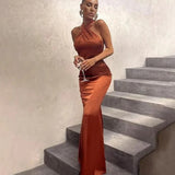 Dameaftenkjole - Lang Havfrue - Asymmetrisk En Skulder - Elegant og Figursyet