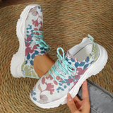 Damesneakers – Åndbar komfort – Strikket mesh – Tyk sål – Nemme at tage på