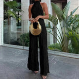 Damesæt: Top og bukser uden ryg – Slim fit – Plisseret – Åndbart stof