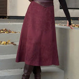 Lang trapeznederdel i ruskind