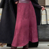 Lang trapeznederdel i ruskind