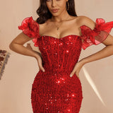 Elegant mini-aftenkjole med pailletter