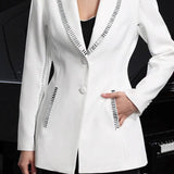 Slimfit blazer med strassrevers