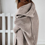 Damecardigan – Oversized pasform – Strikket uld – Åbning foran – Hætte