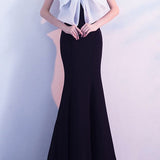 Maxi stropløs havfrue-aftenkjole uden sløjfe