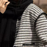 Kort houndstooth-tweedjakke