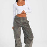 Løstsiddende vintage cargobukser med lige ben