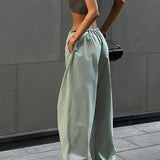 Løstsiddende cargobukser med elastisk talje og snøre