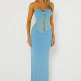 Kort, stropløs, dobbeltlags bodycon-nederdel i mesh