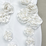 Blomsterprintet stropløs aftenkjole