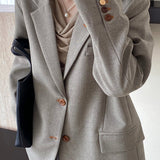 Oversized spættet blazer med knæ