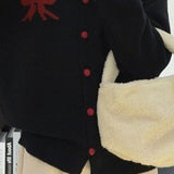 Rund jacquardcardigan med blød knude