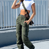 Trendy cargobukser med lige ben og flere lommer