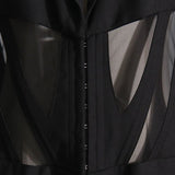 Sexet, transparent mesh-blazer med elegant V-hals