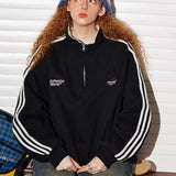 Retro sweatshirt med halv lynlås og høj hals