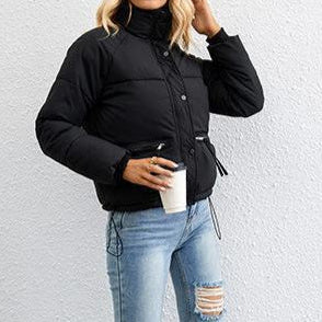 Dunjakke med kort høj krave