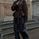 vintage langærmet ruskindsjakke