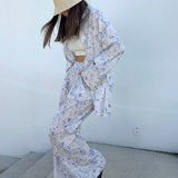 Todelt sæt: retro blomstret skjorte og bukser