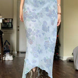 Slankende asymmetrisk blomstret striknederdel