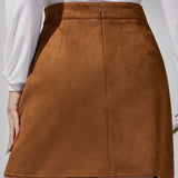 Ensfarvet mini bodycon-nederdel i ruskind