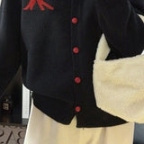 Rund jacquardcardigan med blød knude