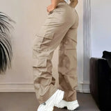 lige, vide cargobukser i abrikosfarve