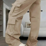 lige, vide cargobukser i abrikosfarve