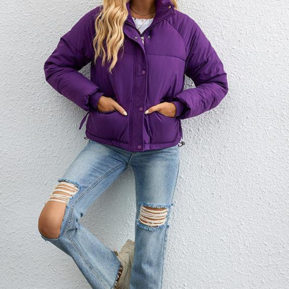 Dunjakke med kort høj krave