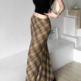 Højtaljet ternet bodycon-nederdel