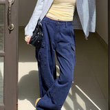 Teksturerede bootcut cargo jeans med afslappet pasform