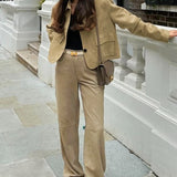 Vintage ruskindsjakke med revers