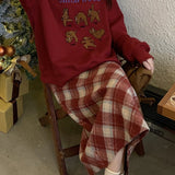 Vintage højtaljet trapeznederdel med slids