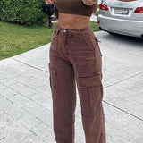 Højtaljede denimjeans med brede ben