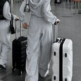 Dame joggingsæt - Kort lynlåsjakke med hætte - Højtaljede bukser