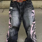 Jeans med brede ben og gotisk print