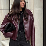 Stilfuld mat PU motorcykeljakke