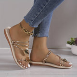 Damesandaler - Flere remme med hjertedetaljer - Flad og elegant komfort