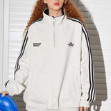 Retro sweatshirt med halv lynlås og høj hals