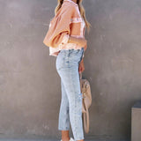 Langærmet frakke i børstet vaffelstrik