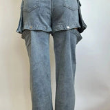 Højtaljede jeans med aftagelige vide ben