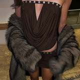 Stropløs, tætsiddende mini-nederdel med knapper foran