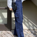 Teksturerede bootcut cargo jeans med afslappet pasform