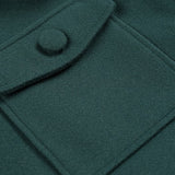 Grøn uldjakke med aftagelig pelskrave