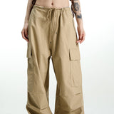 Vintage khaki cargobukser med vide ben