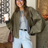 aviatorjakke med ruskindstekstur