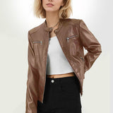 Tætsiddende PU bikerjakke