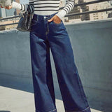 Højtaljede jeans med vide ben