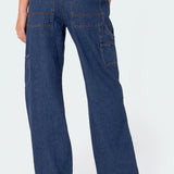 Oversized, falmede cargojeans med mellemhøj talje og lige ben